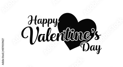 A beautiful valentine s day greeting with elegant cursive text and a dark heart shape silhouette