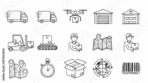Delivery and Logistics Icons Set.