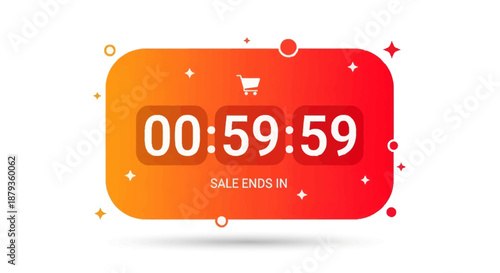 Countdown Timer for Sale Ending Soon with Shopping Cart Icon