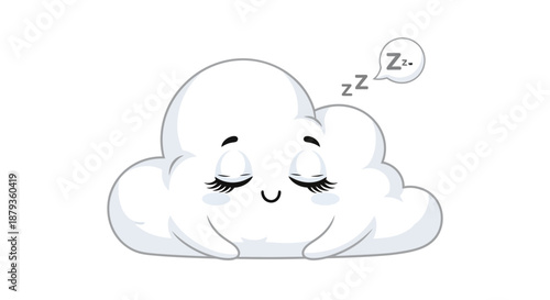 Cute Sleeping Cartoon Cloud Character with Zzz Speech Bubble