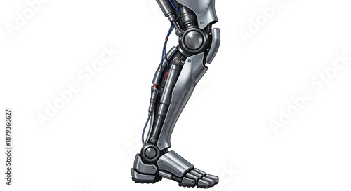 Detailed Metallic Robotic Leg with Mechanical Joints