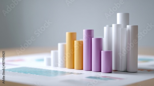 Colorful Bar Graphs Representing Data Visualization Trends for Business Analysis in a Modern Office Environment