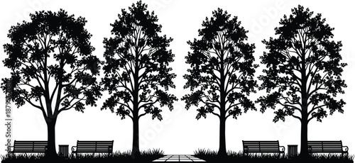 Hand Drawn Black Vector Collection of Botanical Flowers Garden Plants Pampas Grass Public Park Landscapes and Anatomical Tree Branch Silhouettes for Nature and Medical Design