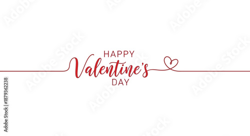 A delicate red valentine s day script with hearts drawn as a continuous line silhouette