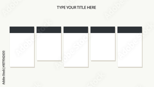 Modern Bento Grid Process Flow Infographic - 5 Step Business Workflow Template - 3D Tactile UI UX Wireframe Vector