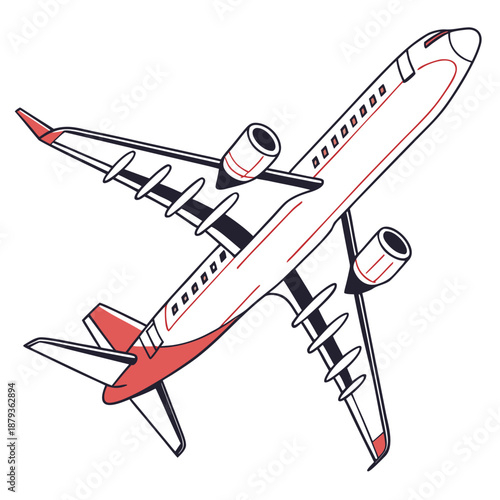 Illustrated commercial airplane