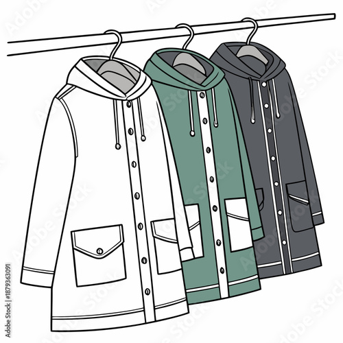 Hanging hooded jackets