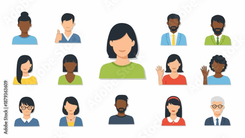 Diverse Group of People Avatars Representing Different Individuals.