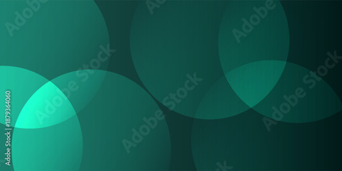 A dark green background with smooth, overlapping circles. The background is green with a gradient texture, creating a modern, abstract style. Minimal abstract circles vector gradient background