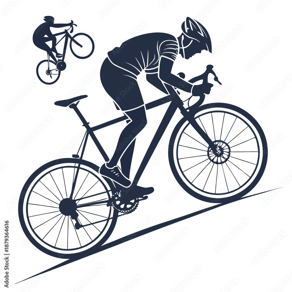 Naklejka premium Cyclists riding silhouettes