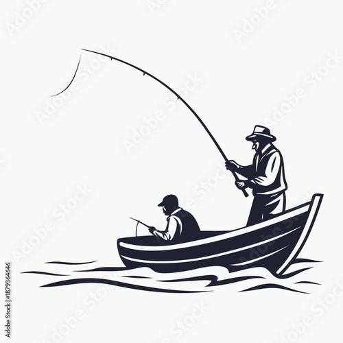 Fishing in a boat
