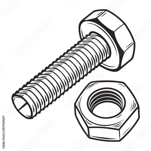 Bolt and nut illustration