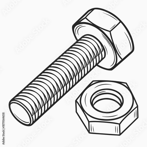 Illustration of a bolt and nut
