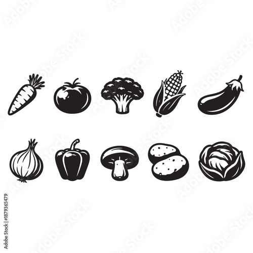 Vegetable icons set collection for healthy food and nutrition vector
