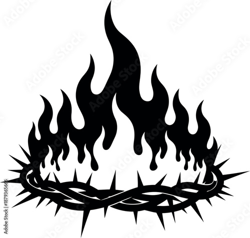 Happy easter sunday symbol crown of thorns on fire jesus christ resurrection