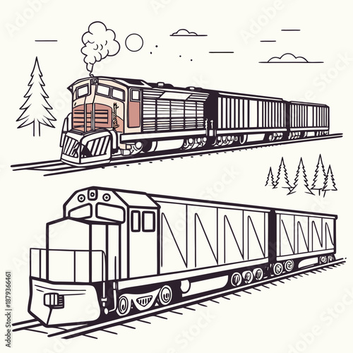 Illustrated train travel