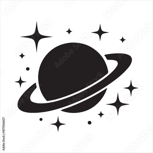 Saturn with sparkle silhouette icon vector, saturn with sparkle silhouette vector illustration design