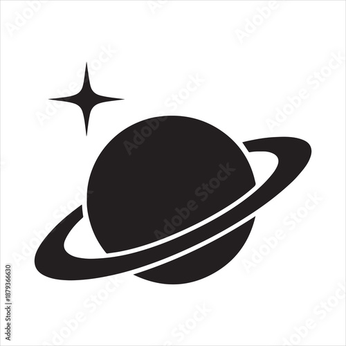 Saturn with sparkle silhouette icon vector, saturn with sparkle silhouette vector illustration design