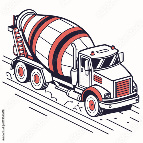 Cement mixer truck on the road
