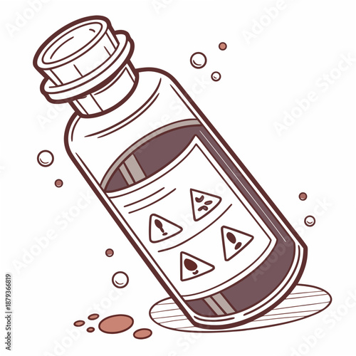 Spilled chemical bottle