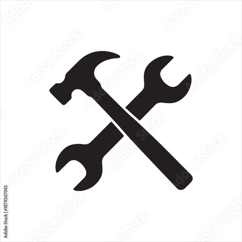 A crossed wrench and hammer icon representing tools and repair work