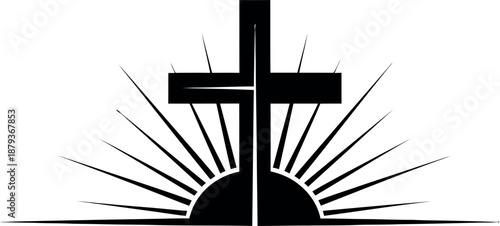 Easter sunday celebration with cross and rising sun symbolizing hope and resurrection on happy easter sunday morning