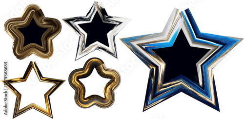 shiny star shapes in different metallic colors