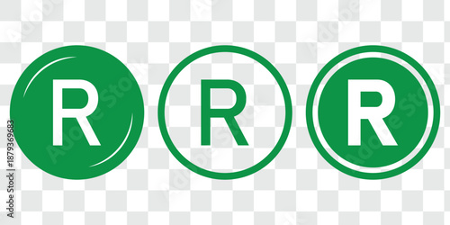 Registered trademark symbol icons. Vector illustration.