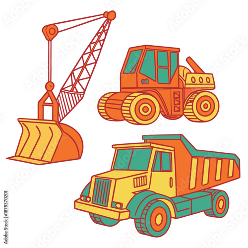 Construction vehicles illustration