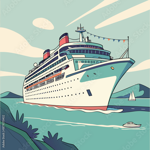 Cruise ship sailing in calm waters