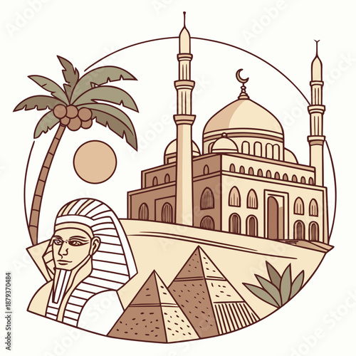 Illustrated landmarks of egypt