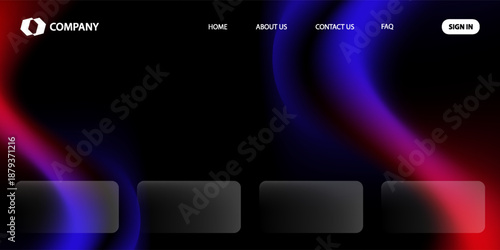 Abstract wave futuristic design of landing page. retro gradient mesh dark concept website design