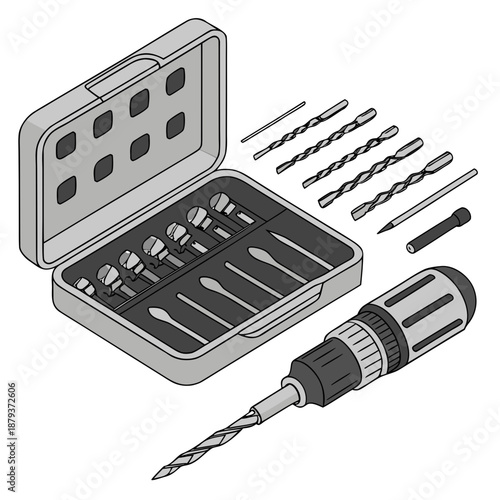 Drill bit set and screwdriver kit