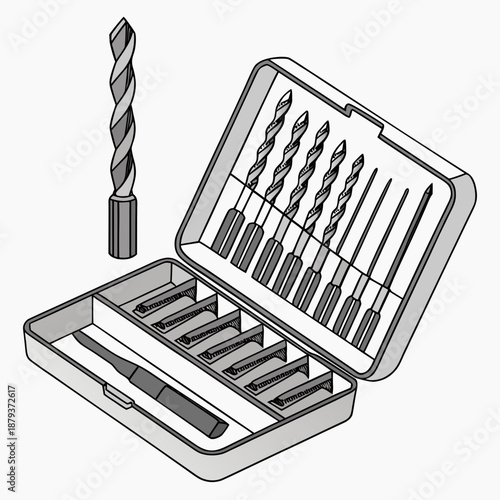 Drill bit set in case