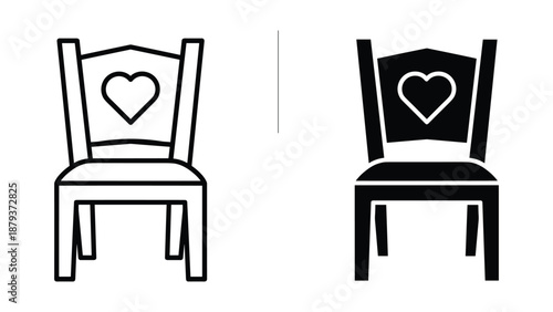 Simple chair design with heart shape on backrest