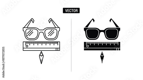 Vector sunglasses and ruler illustration