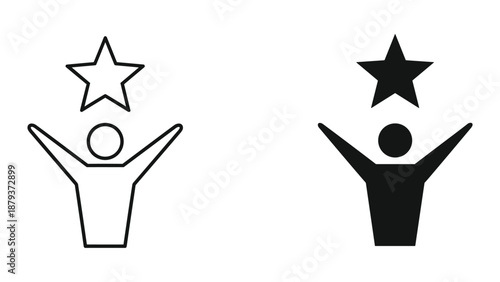 Person reaching for star icon illustration