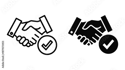 Handshake agreement with checkmark icon