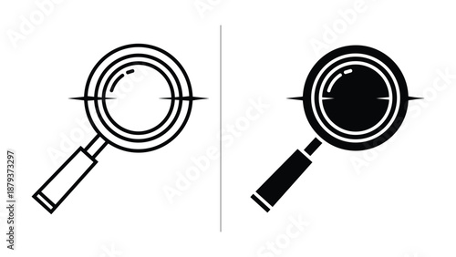 Magnifying glass icon in different styles