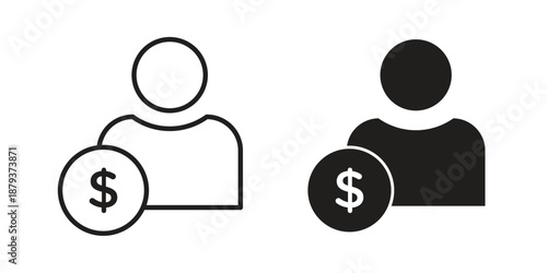 Personal loan icons for web design set in black stroke and solid style. EPS10