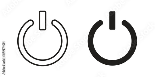 Power icons for web design set in black stroke and solid style. EPS10