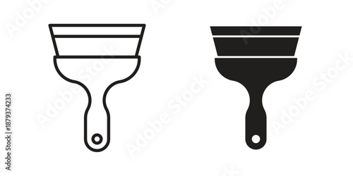 Putty knife icons for web design set in black stroke and solid style. EPS10