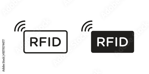 RFID icons for web design set in black stroke and solid style. EPS10