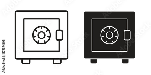 Safe icons for web design set in black stroke and solid style. EPS10