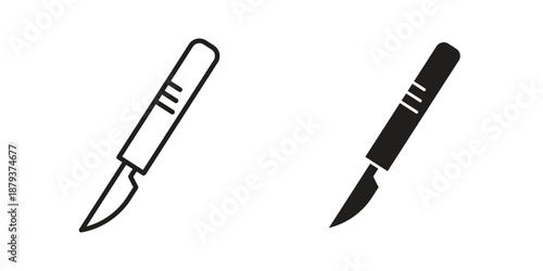 Scalpel icons for web design set in black stroke and solid style. EPS10