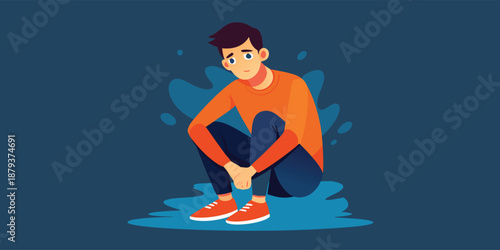 A young man in his late teens or early twenties with a contemplative expression, conveying a sense of sadness or thoughtfulness.