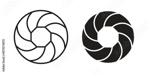 Shutter icons for web design set in black stroke and solid style. EPS10