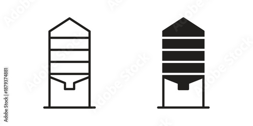 Silo icons for web design set in black stroke and solid style. EPS10