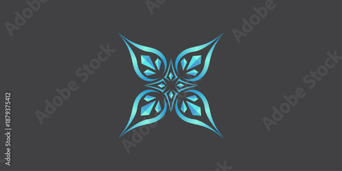 symmetrical blue crystal pattern shape