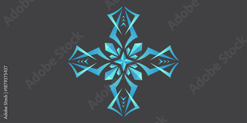 symmetrical blue crystal pattern shape